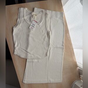 Cream Textured Skirt Set